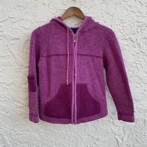 NUA S Wool Silk Sweater Cardigan Purple Full Zip Hooded Jacket Vintage Carriage